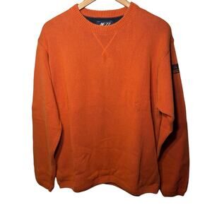 VTG 90s AE77 Sweater Mens Orange Performance Pullover Crew Neck Academia L